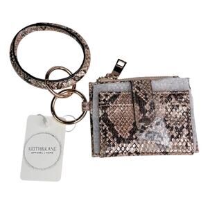 Sammi Mini Wallet Snake Embossed Vegan Leather Bangle Wristlet Keith & Kane New